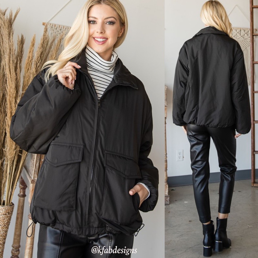 LAST 1! Cozy, Stylish, Oversized Nylon Puffer Jacket with Double Pockets! - Picture 4 of 8